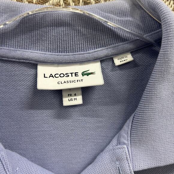 Lacoste Classic Fit Collared Short Sleeve Button Placket Polo Shirt Lavender Med - Picture 2 of 9